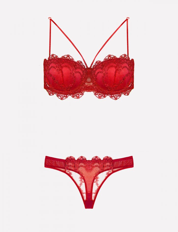 4591 – Supportive Strapless Bra Set – Red