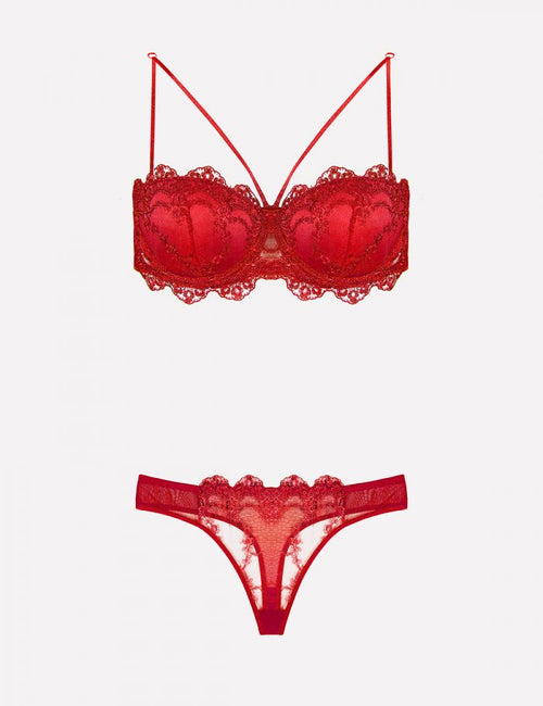 4591 – Supportive Strapless Bra Set – Red