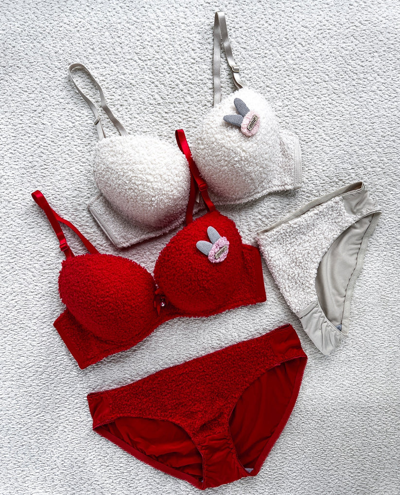 New High Quality Sexy Cute Soft Plush Design Bra & Panty Set