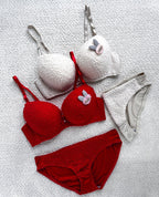New High Quality Sexy Cute Soft Plush Design Bra & Panty Set