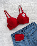 New High Quality Sexy Cute Soft Plush Design Bra & Panty Set