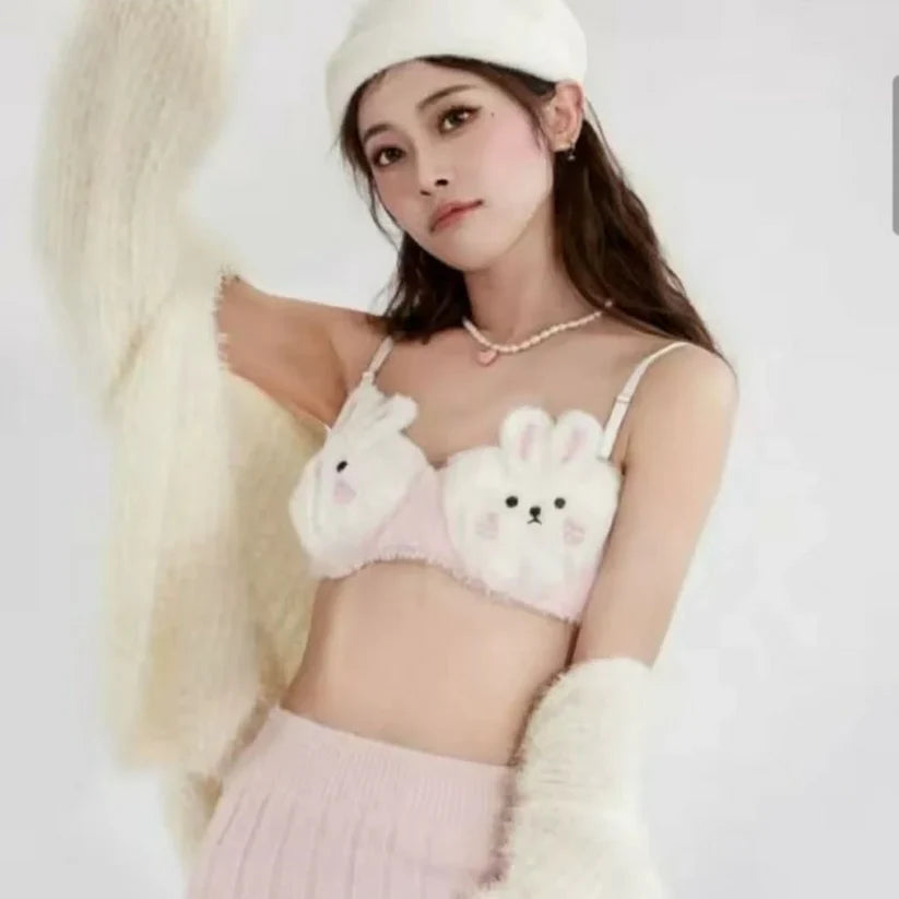 New High Quality Sexy Cute Anime Soft Plush Design bra underwear Japanese cartoon rabbit underwear Bra & Panty Set