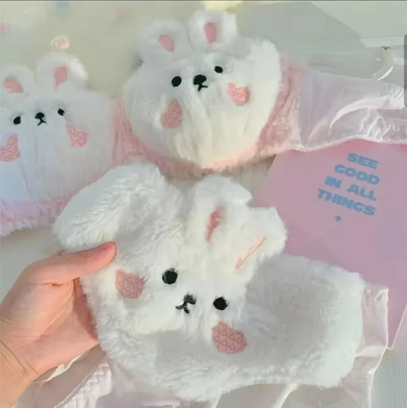 New High Quality Sexy Cute Anime Soft Plush Design bra underwear Japanese cartoon rabbit underwear Bra & Panty Set