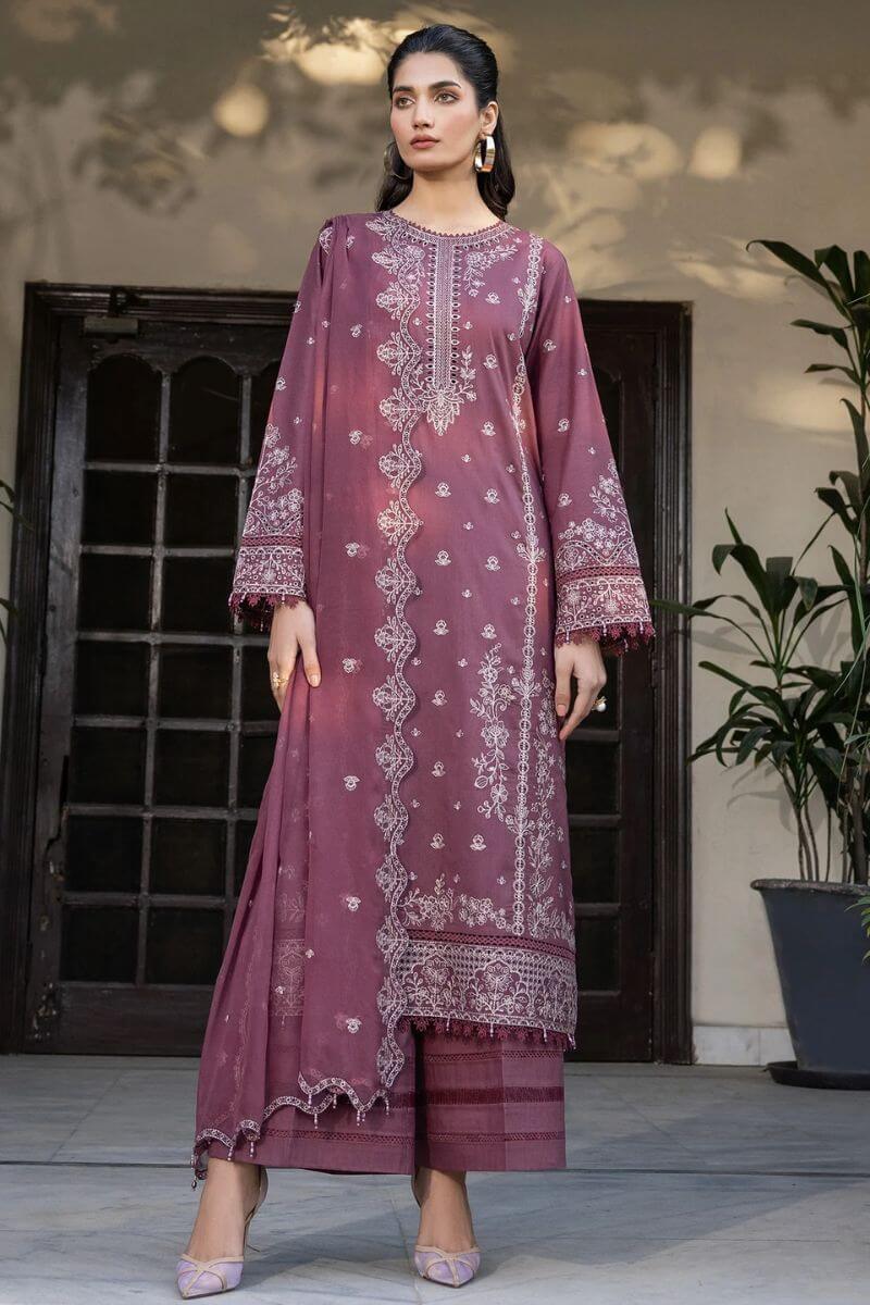 Farasha Unstitched Luxury Lawn “Dusty Rose”