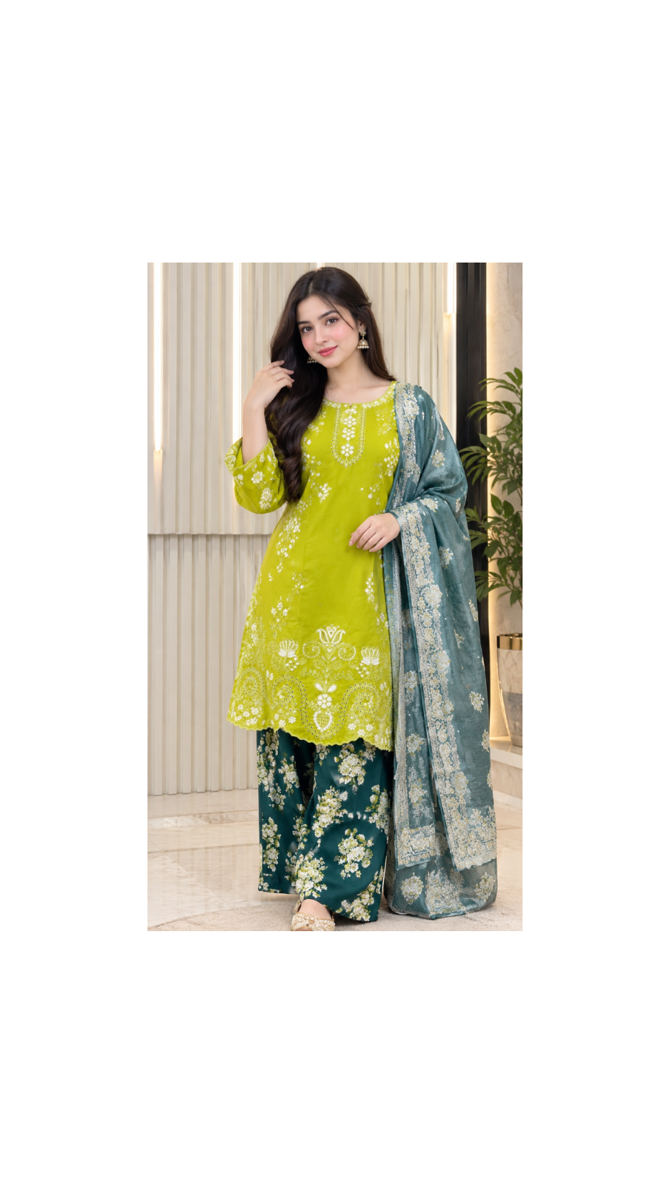 💚Lime Green &amp; Teal Floral 3-Piece Suit