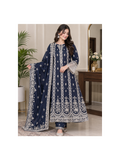 Elegant Navy Blue Embroidered 3-Piece Suit 💙