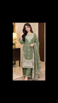 Sage Green🌿 Embroidered 3-Piece Suit