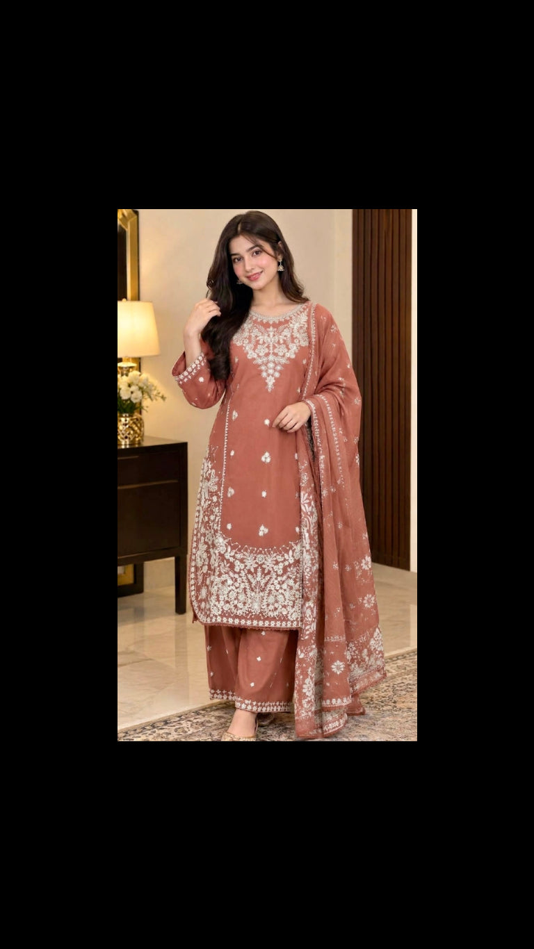 Dusty Rose Embroidered 3-Piece Suit