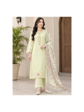 Elegant Pastel Lime Green Embroidered 3-Piece Lawn Suit