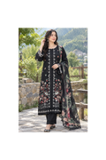 Sophisticated Black Floral Embroidered 3-Piece Lawn Suit