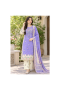 Trendy Lavender Floral Embroidered Short-Length 3-Piece Lawn Suit