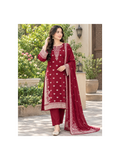 Royal Maroon Heavy Embroidered 3-Piece Suit