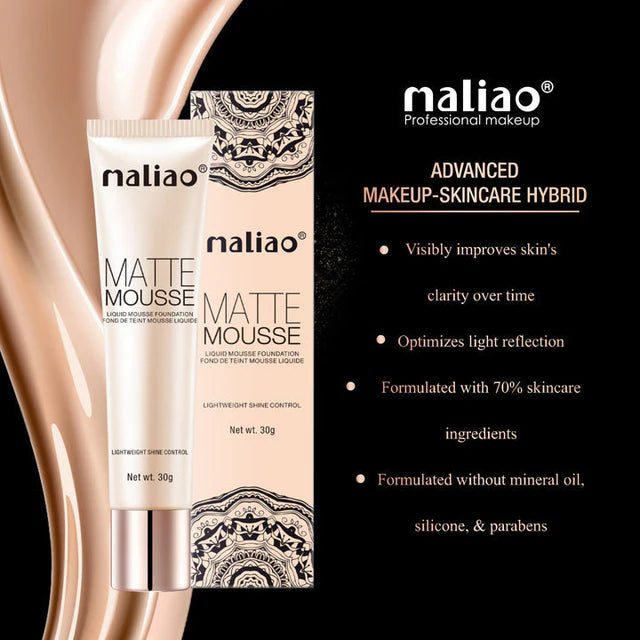 Maliao® Matte Mousse Foundation Lightweight Shine Control