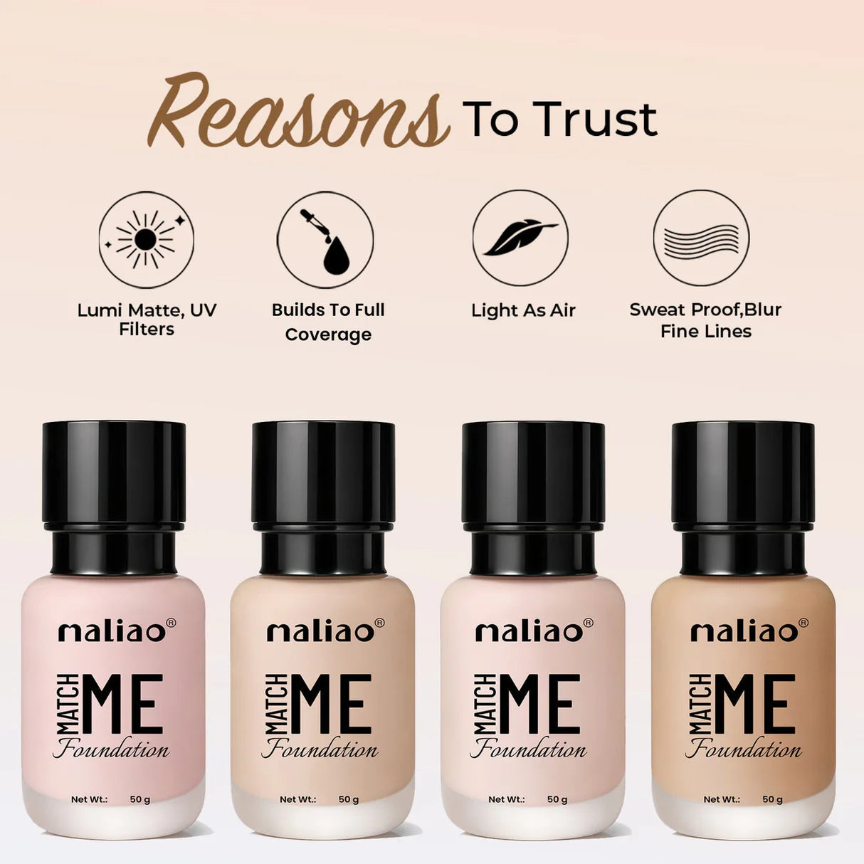 Maliao® Match Me Foundation – Natural Skin Finish