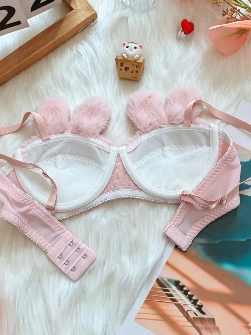 New High Quality Sexy Cute Anime Soft Plush Design bra underwear Japanese cartoon rabbit underwear Bra & Panty Set