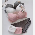 New High Quality Sexy Cute Soft Plush Design Bra & Panty Set