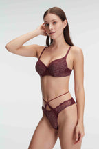 Anıl 4839 Fantasy Floral Patterned Padded Underwired Lingerie Set with Lace Details