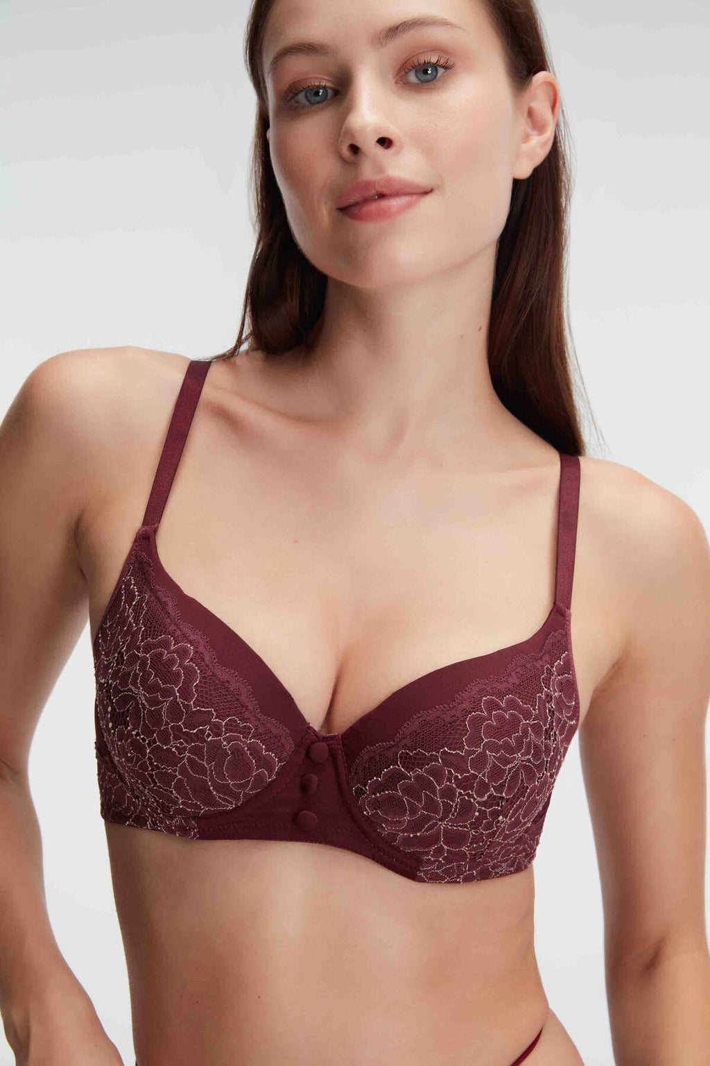 Anıl 4839 Fantasy Floral Patterned Padded Underwired Lingerie Set with Lace Details